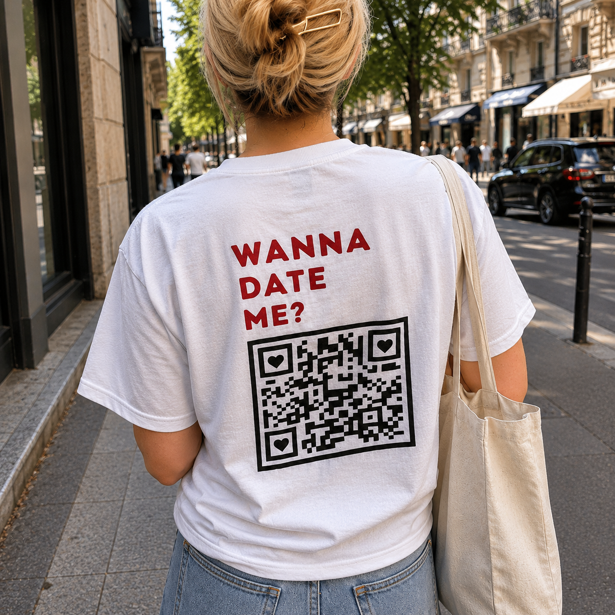 Wanna Date Me QR Tee - Viral Streetwear Unisex T-shirt