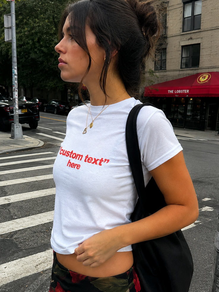 Custom Text Baby Tee - Y2K Fitted T-Shirt