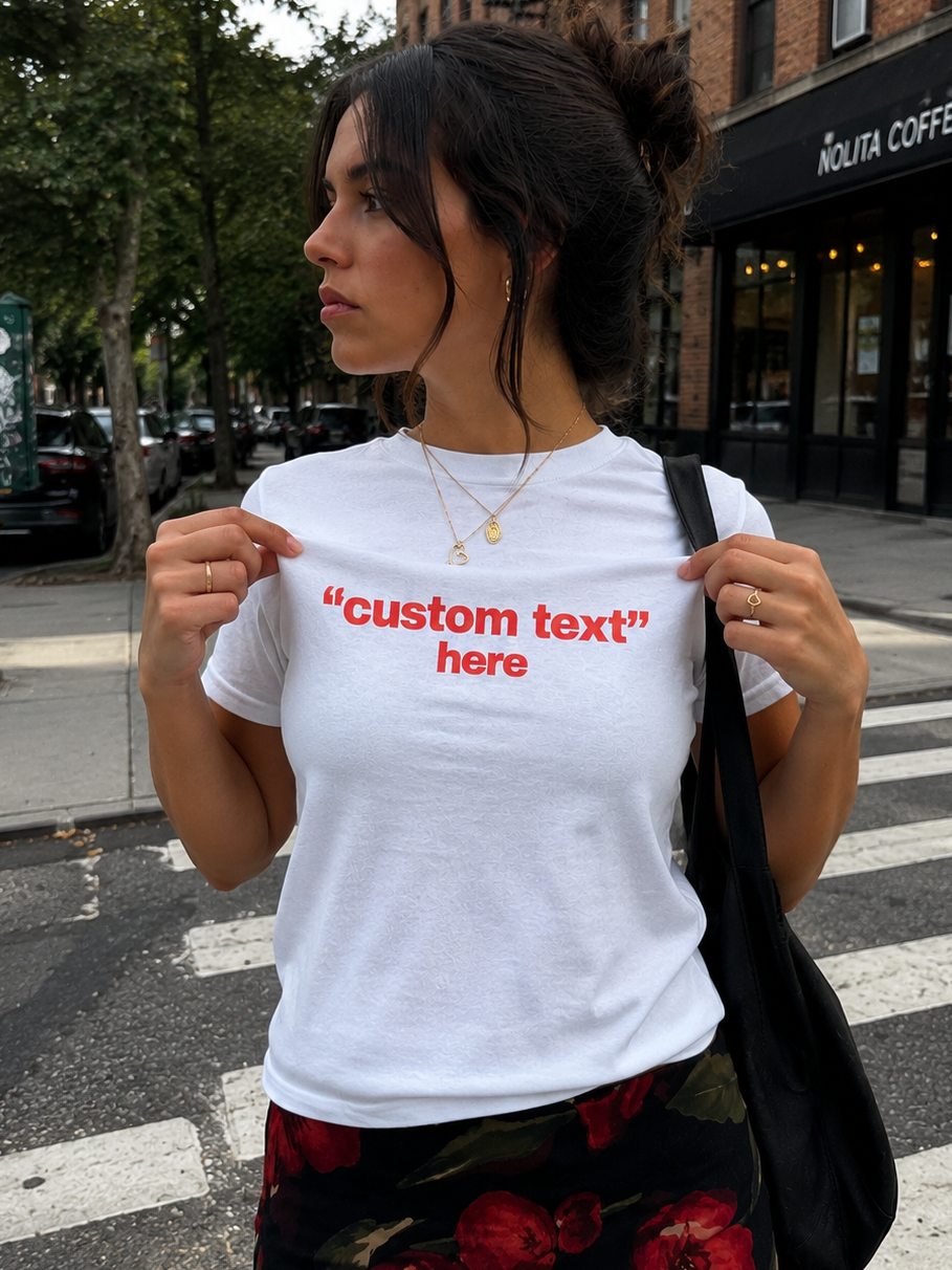 Custom Text Baby Tee - Y2K Fitted T-Shirt