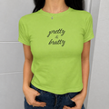 Pretty & Bratty Y2K Baby Tee - Trendy Brat T-shirt