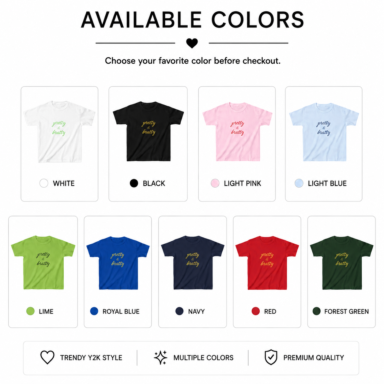 Pretty & Bratty Y2K Baby Tee - Trendy Brat T-shirt